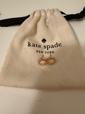 kate spade Gold and White Spade Circle Stud Earrings